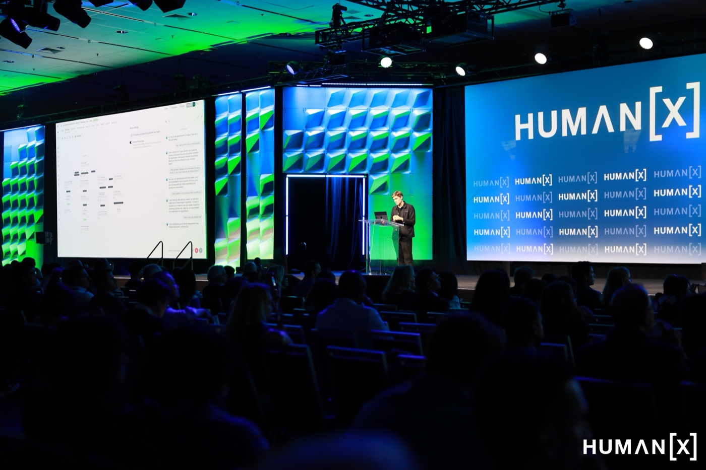 HumanX 2026 main stage with audience — Day 3 session on vibe coding and access